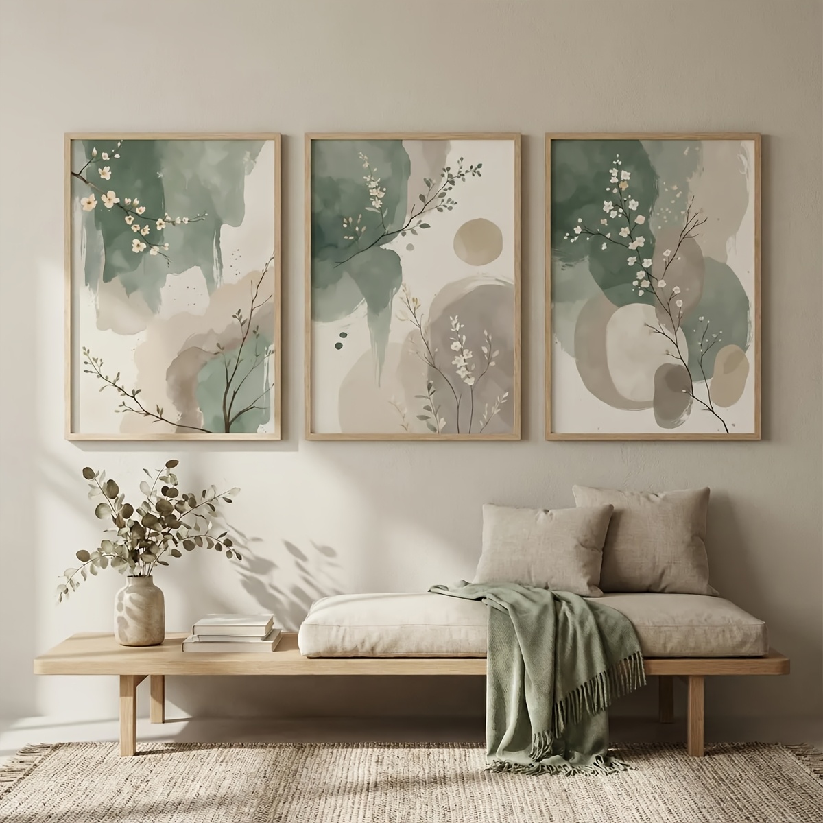 Home Office Inspiration - 3pcs Japanese-Style Plant Canvas Wall Art