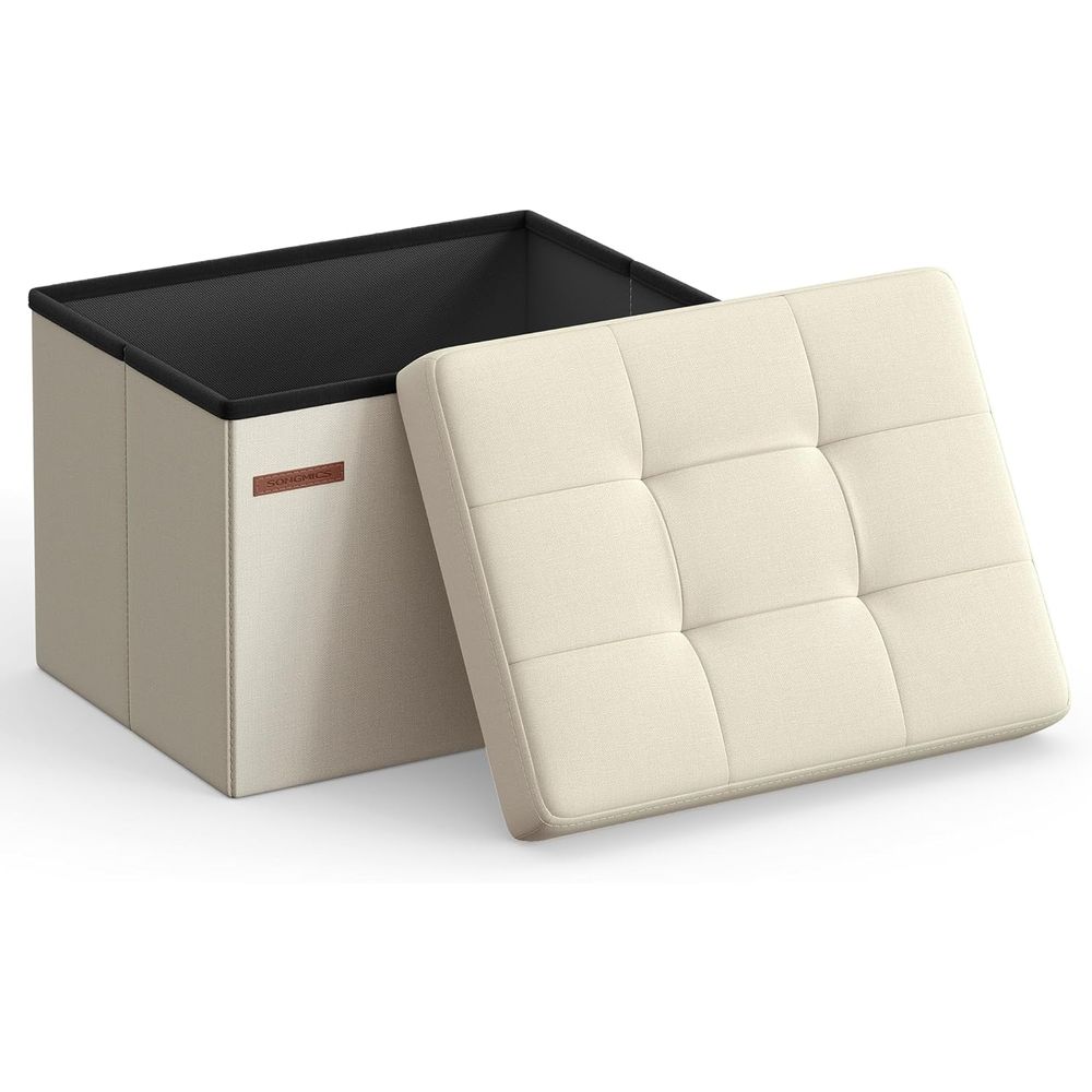 Home Office In Living Room - Compact Storage Ottoman, Footrest Stool, 12.2