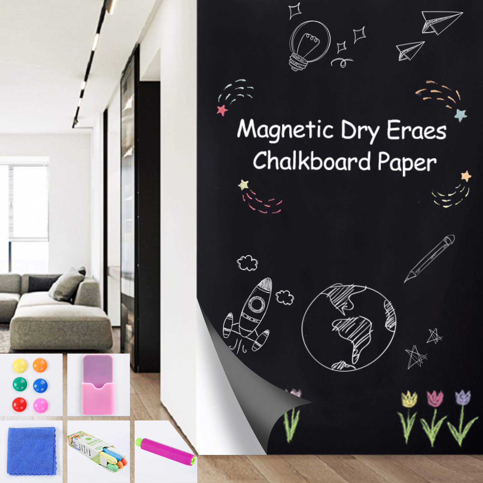 Home Office Contact - Magnetic Dry Erase Chalkboard Paper Soft