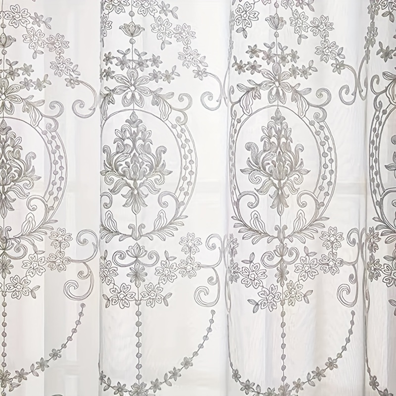 Home Office Inspiration - 1pc White Embroidered Sheer Curtain European