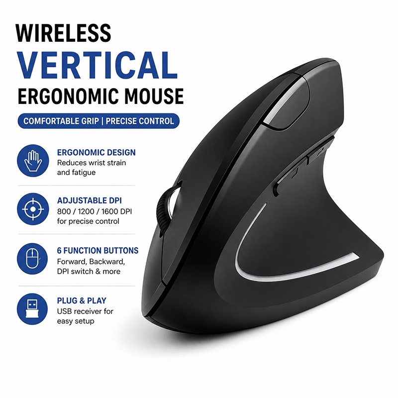 Home Office Keyboard - Rechargeable Vertical Gaming Mouse For MacBook