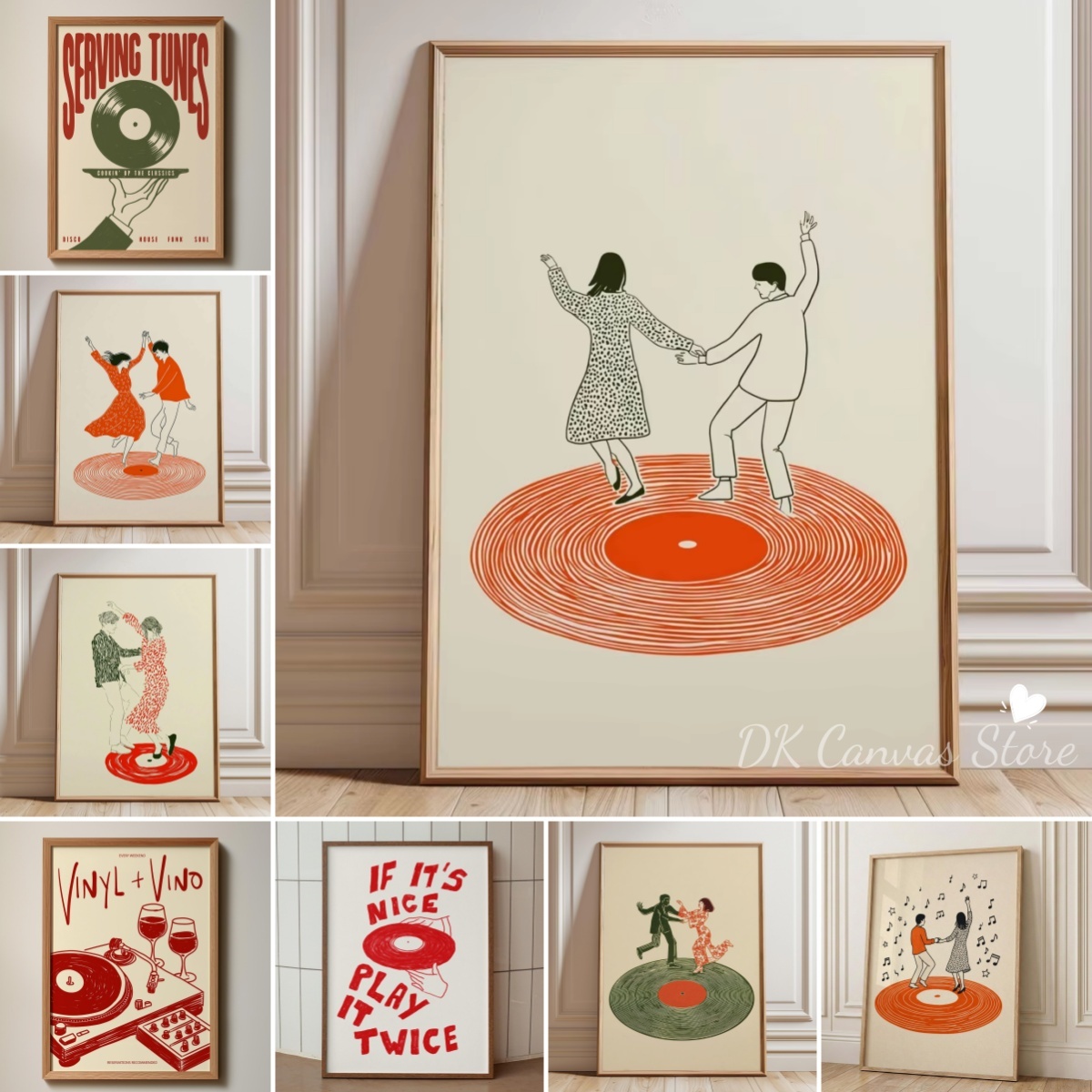 Home Office Inspiration - Retro Record Player Dancing Couple Canvas