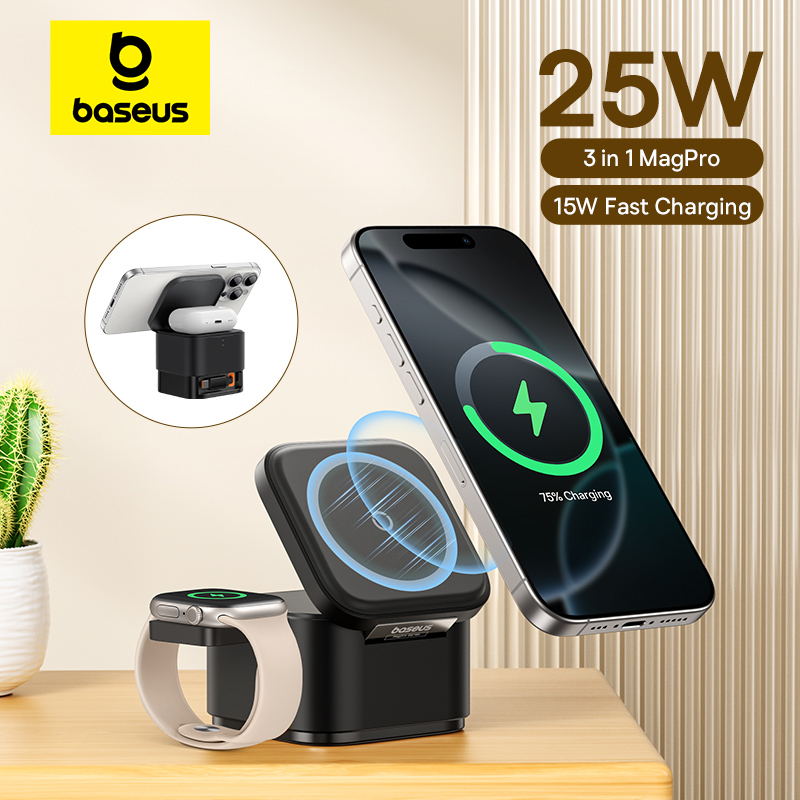 Desk Charging Station - Baseus 3 in 1 Magnetic Wireless