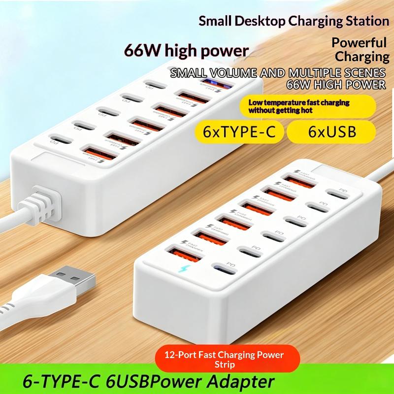 Desk Charging Station - 12 In 1 Power Strip Multi
