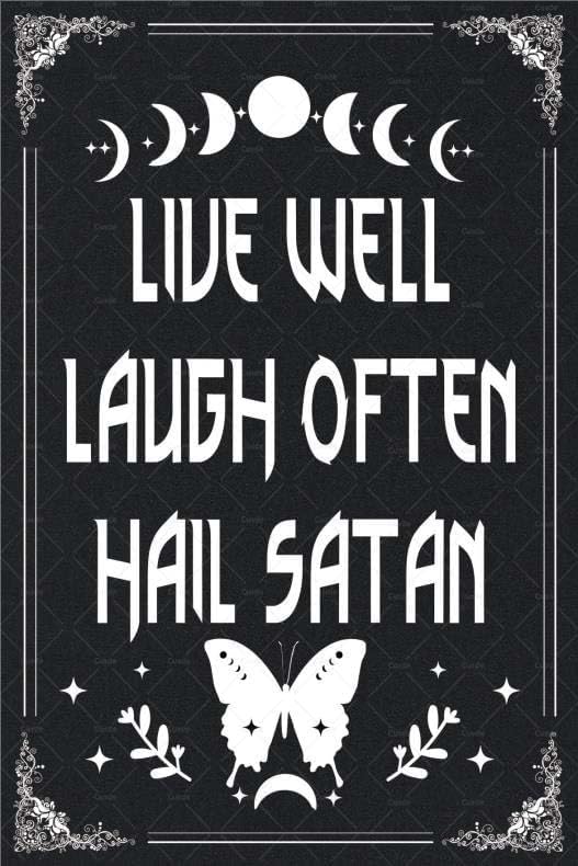Home Office Inspiration - Goth Metal Tin Sign Live Well