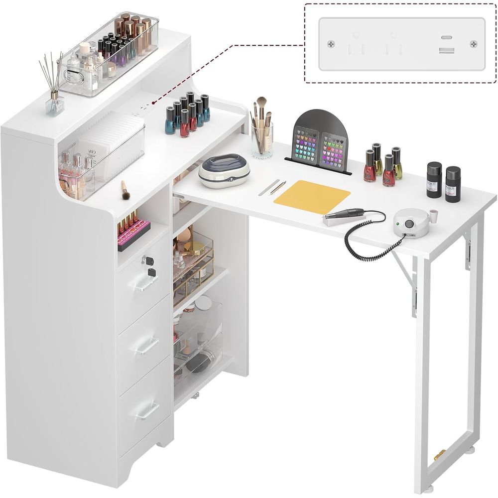 Desk Charging Station - oldable Nail Desk or Nail Tech,