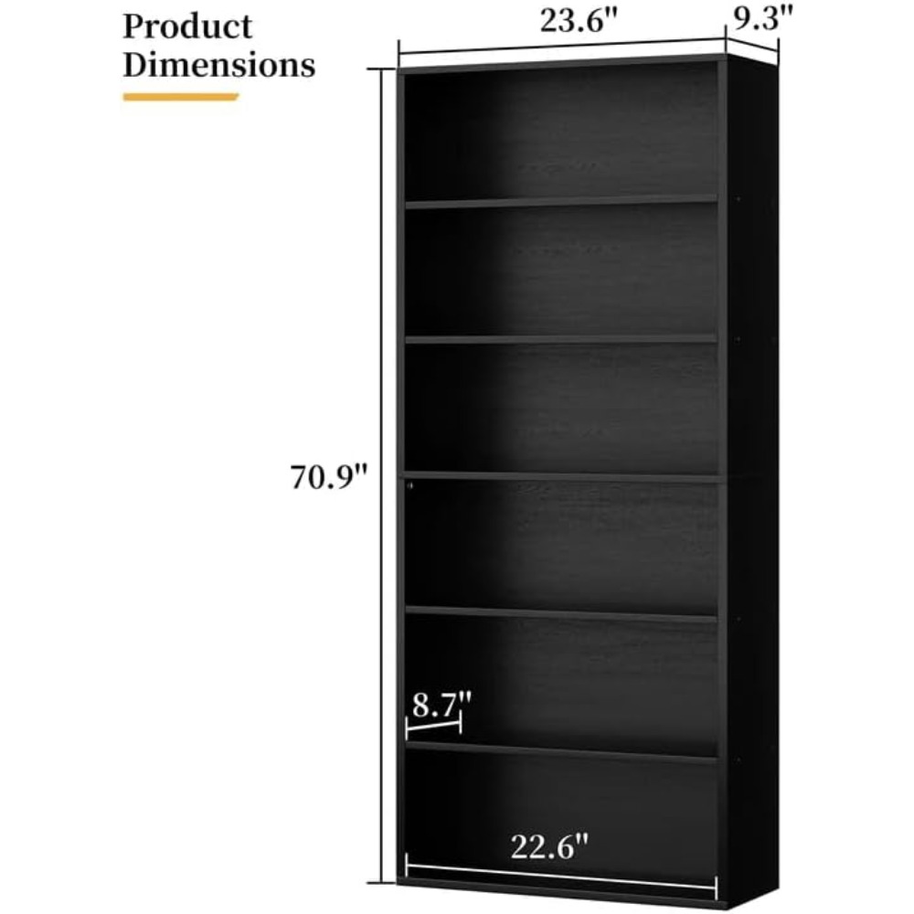 6-Tier Open Bookcase, 70.6
