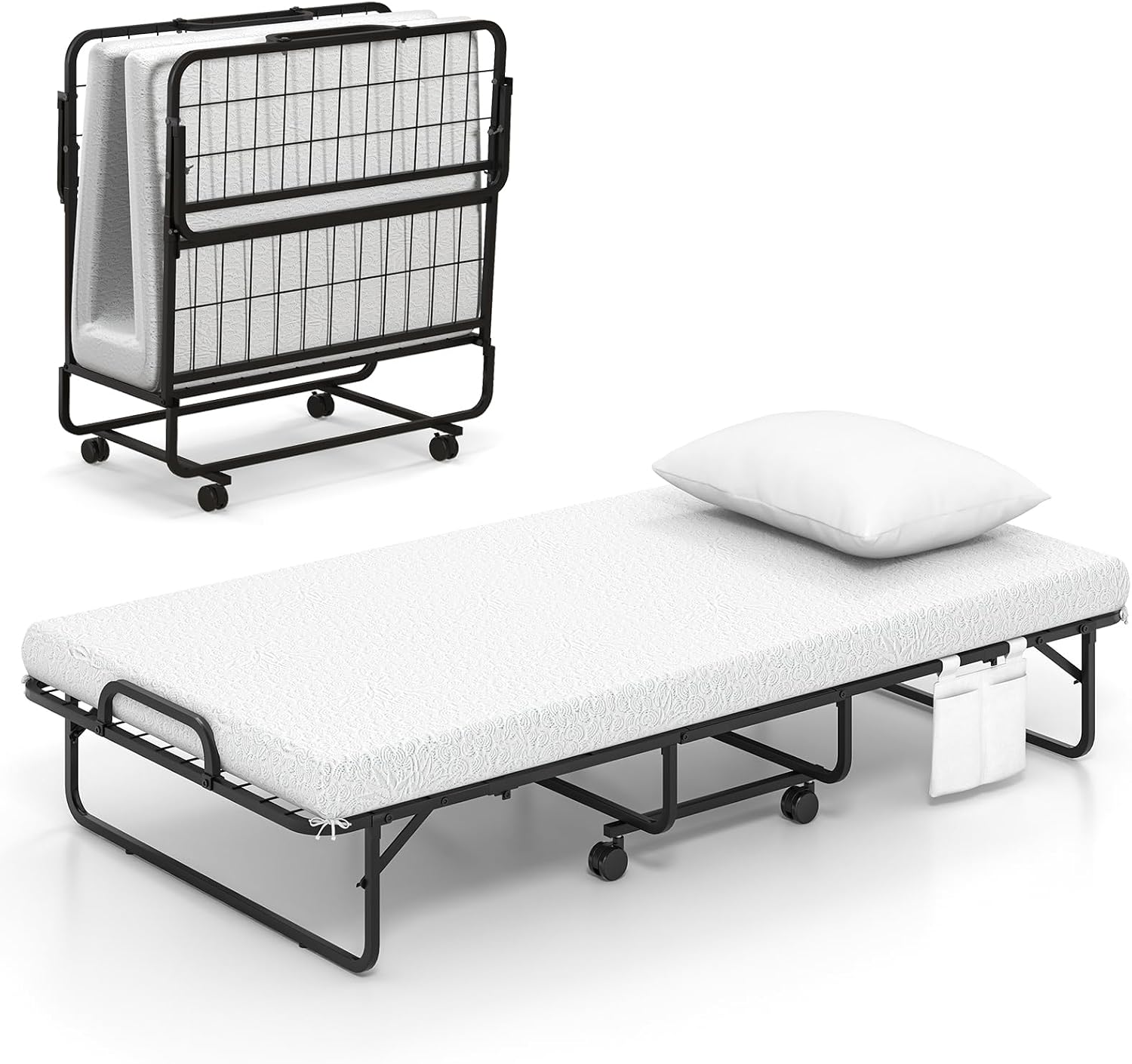 75 Inches Folding Bed With Mat - огляд і ціна Home Office Guest Room