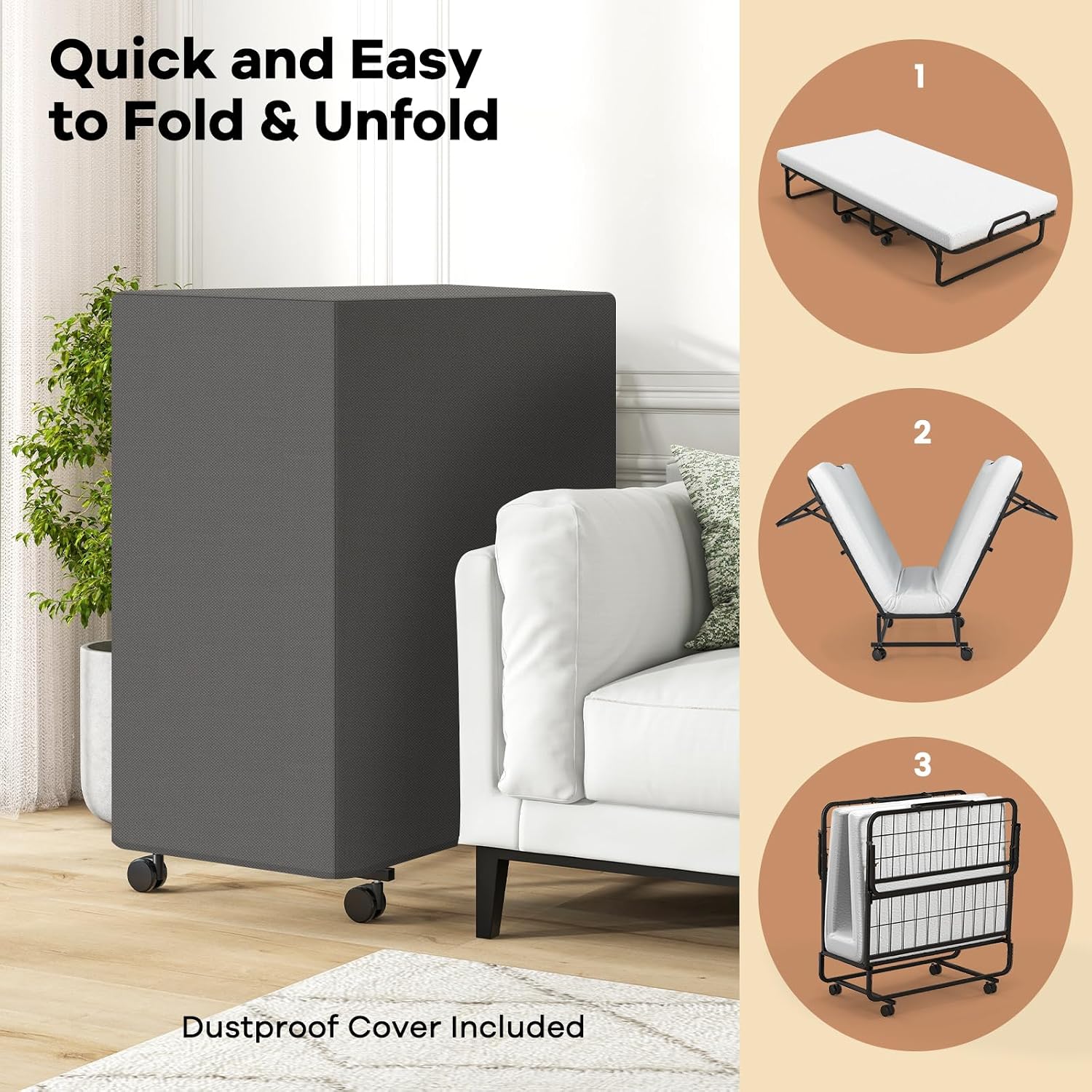 75 Inches Folding Bed With Mat - огляд і ціна Home Office Guest Room