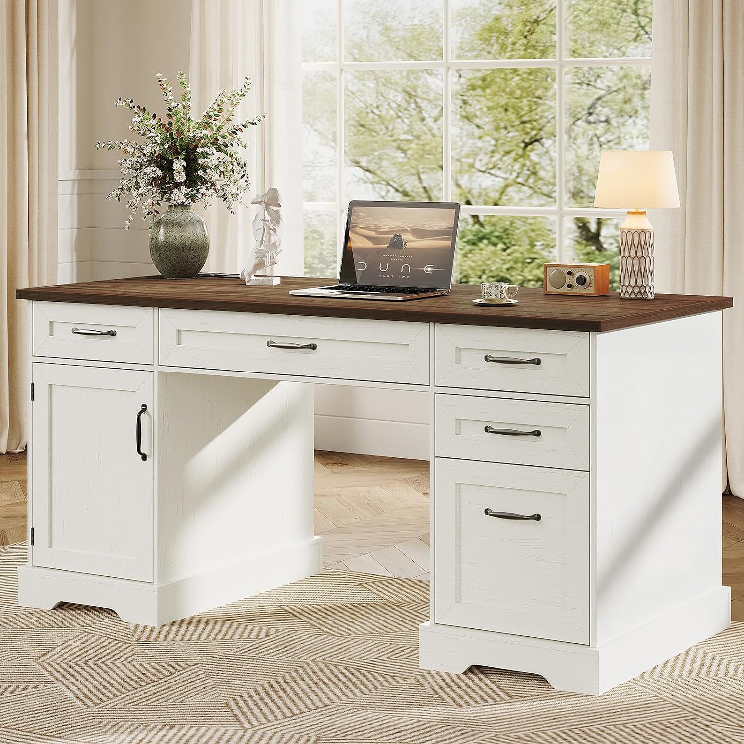Farmhouse 59 Inch Executive De - огляд і ціна Desk Charging Station