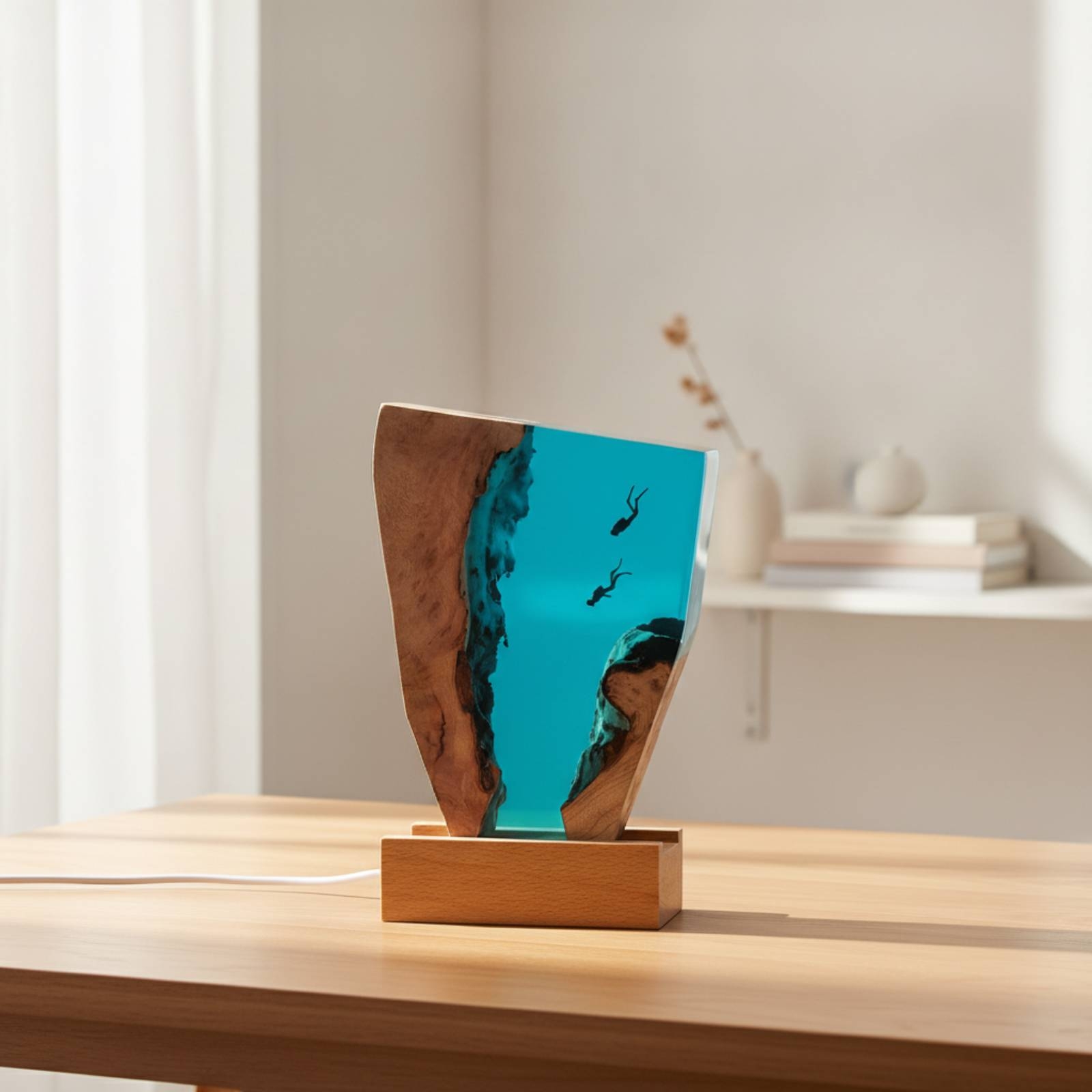 Epoxy Night Light with Wood Ba - огляд і ціна Desk Lamp Led
