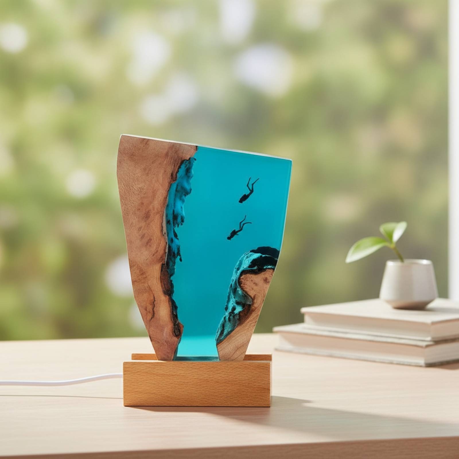Epoxy Night Light with Wood Ba - огляд і ціна Desk Lamp Led