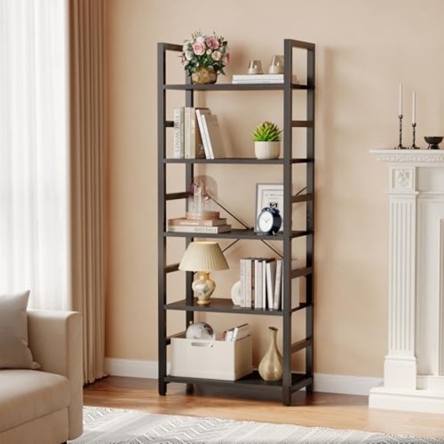 5-Tier Bookshelf, Modern Tall  - огляд і ціна Home Office In Living Room