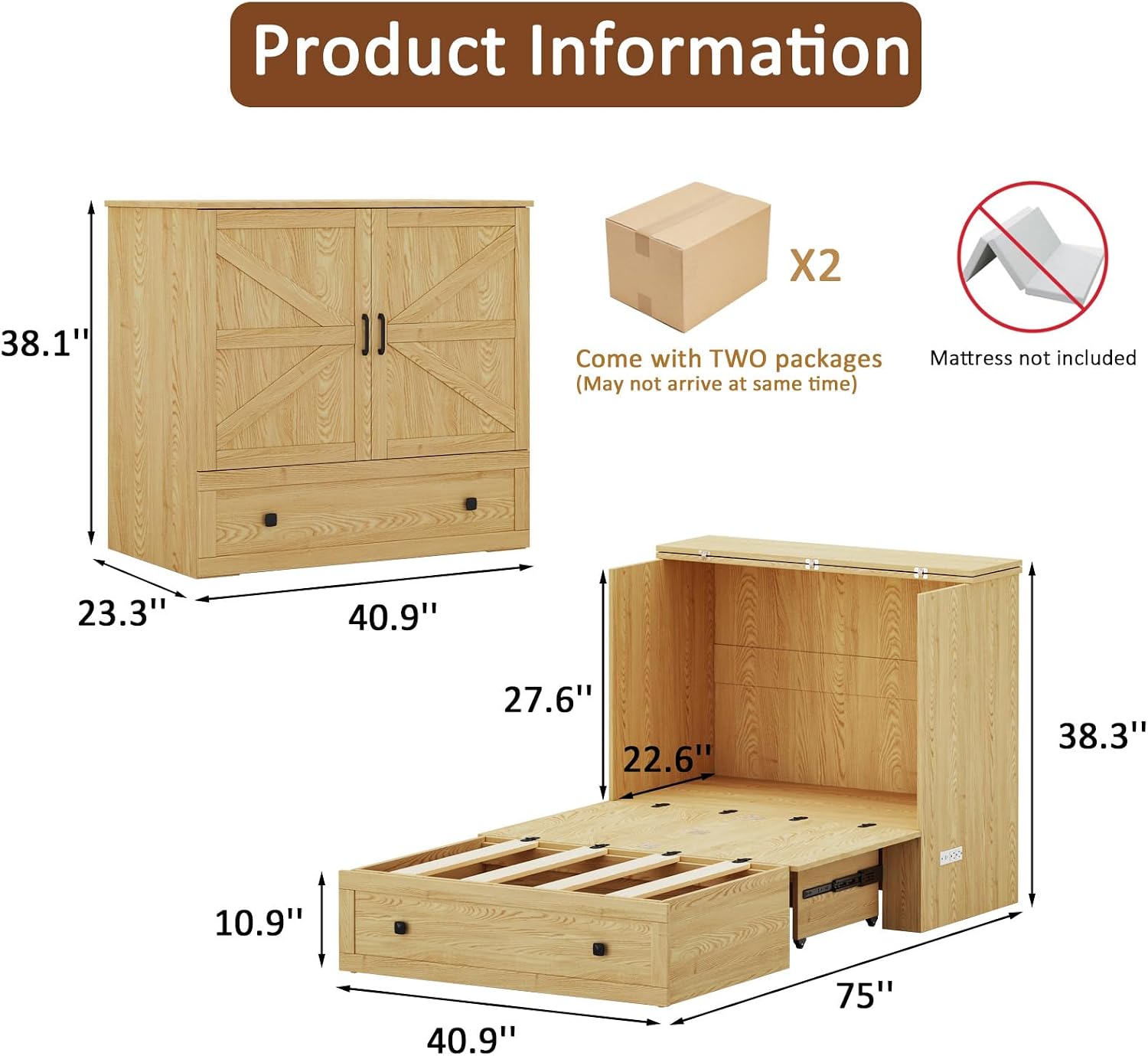 Space Saving Murphy Bed Chest  - огляд і ціна Home Office Guest Room