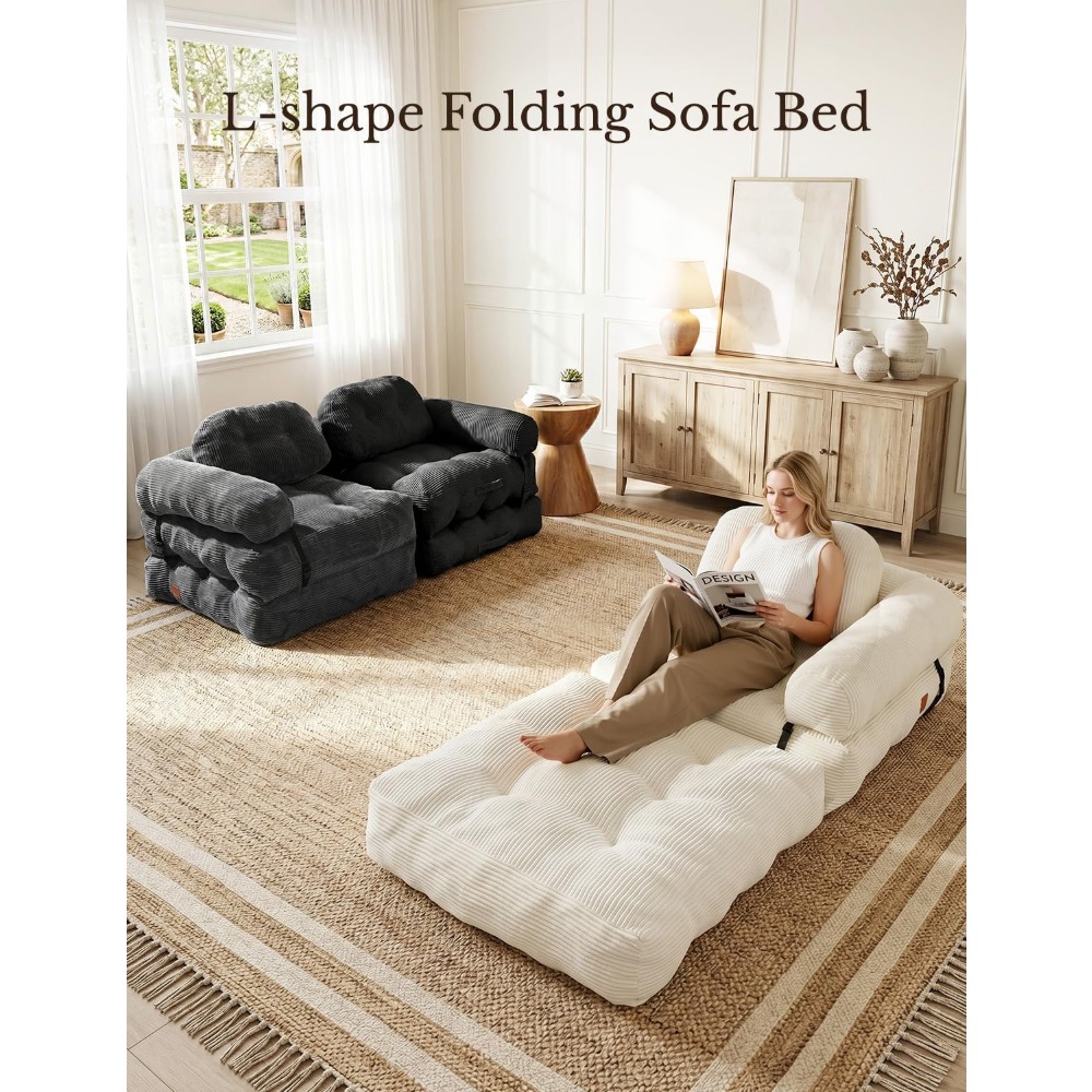 L-shaped Sofa Bed with Back Su - огляд і ціна Home Office Guest Room