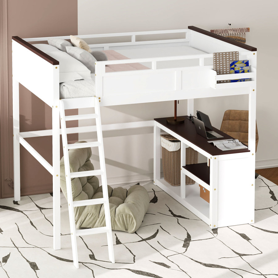 Queen Size Loft Bed with Desk, - огляд і ціна Desk Charging Station