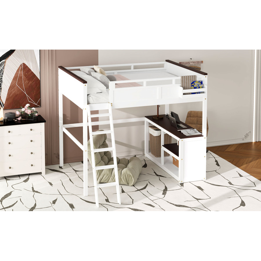 Queen Size Loft Bed with Desk, - огляд і ціна Desk Charging Station