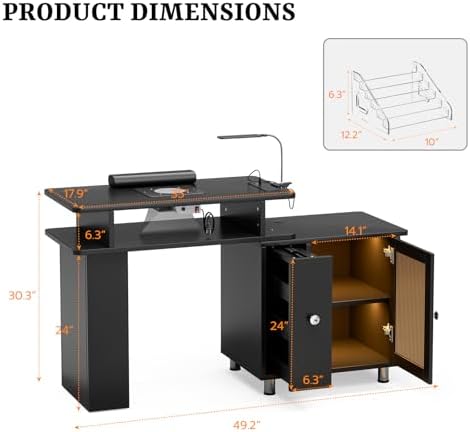 Manicure Table w/LED Light & L - огляд і ціна Desk Charging Station