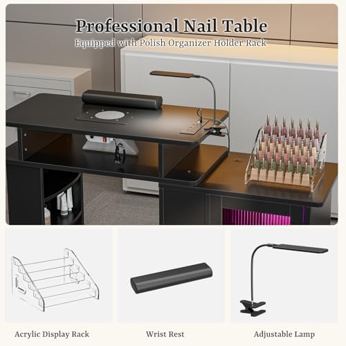 Manicure Table w/LED Light & L - огляд і ціна Desk Charging Station