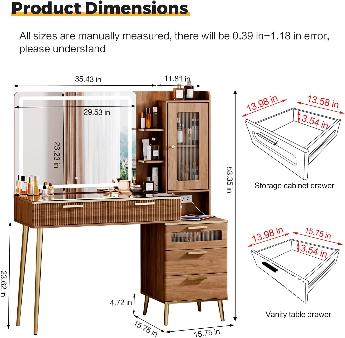 Bedroom Vanity Desk in Brown,  - огляд і ціна Desk Charging Station