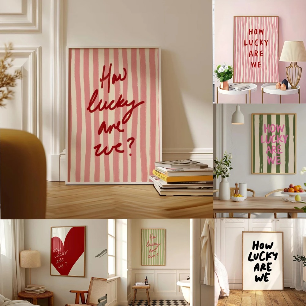 How Lucky Are We Pink Red Stri - огляд і ціна Home Office Inspiration